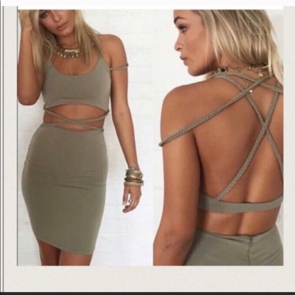Olive green sabo skirt dress